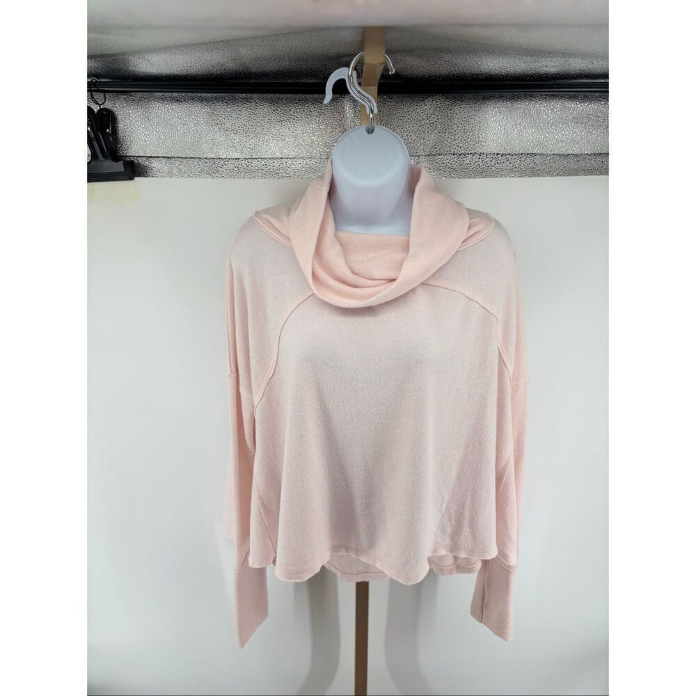 Free People Cozy Time Funnel Slouchy Top Baby Pink Barbie We The Free Size XS